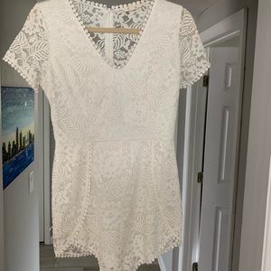 White Lace Romper - Size medium
